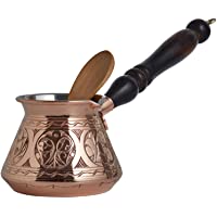 DEMMEX 2019-9 Oz 2 mm de grosor cobre turco griego arábigo grabado Cafetera Olla Cafetera eléctrica Cezve Ibrik Briki…
